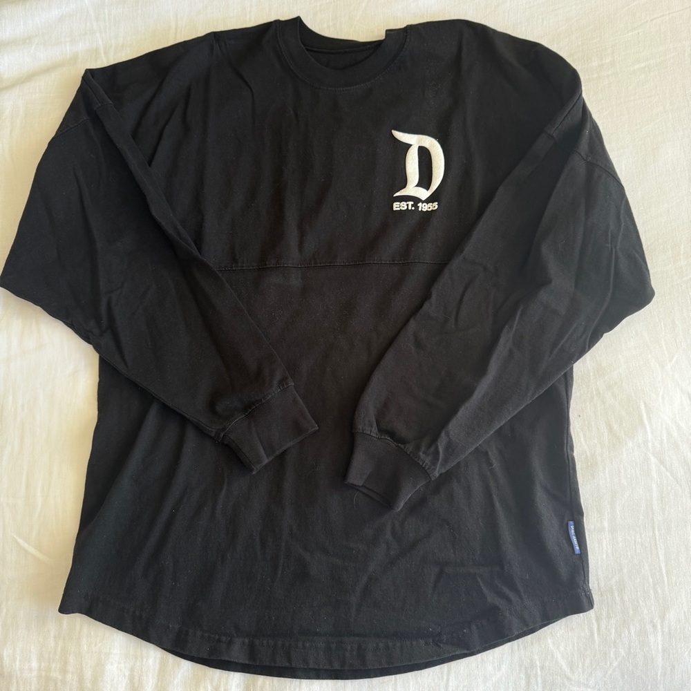 Disney Black Long Sleeve Tee with Embroidered Logo